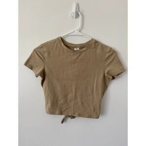Zine Womens Tan Fitted Cotton Keyhole Crop Top Sz Sm Street Y2K Urban Chic Rave